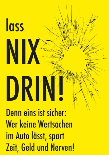 Plakat Nix drin (Grafik/Foto: Polizeipräsidium Oberpfalz)