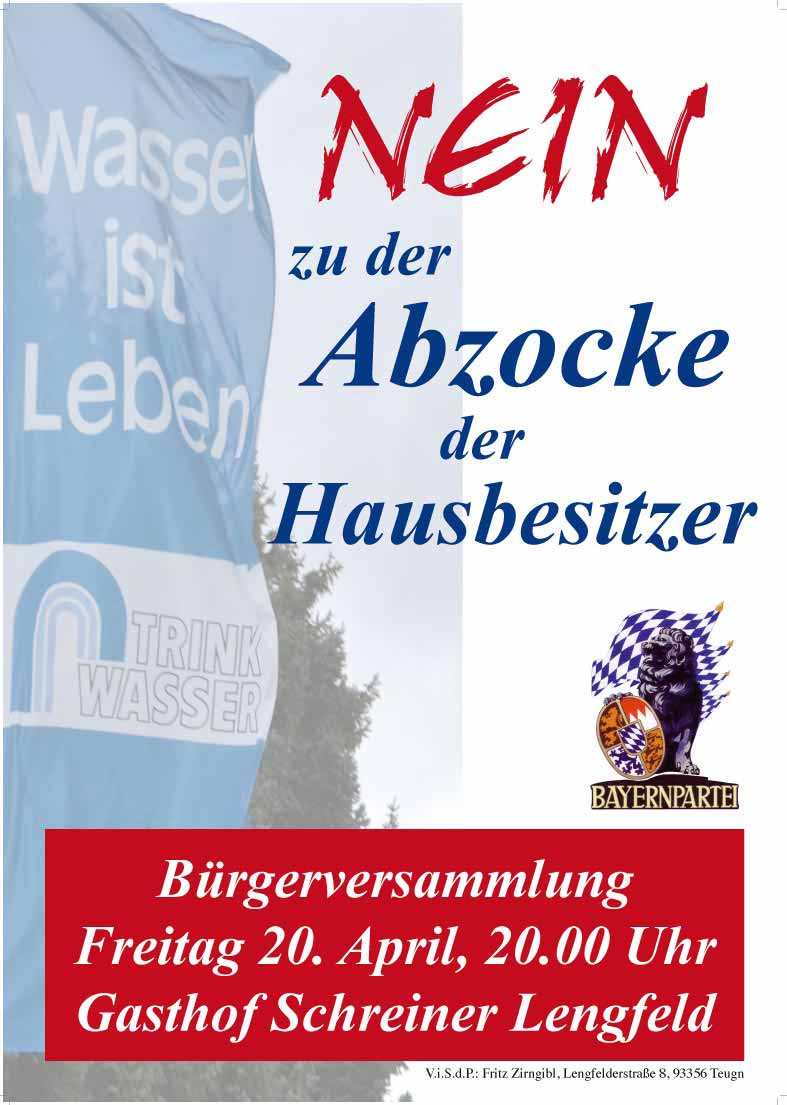 WZV Plakat (Grafik: Bayernpartei)