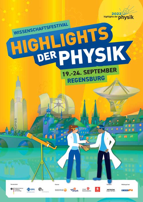 Die Universität Regensburg holt das Wissenschaftsfestival „Highlights der Physik“ im September nach Regensburg. (Grafik:© Highlights der Physik)
