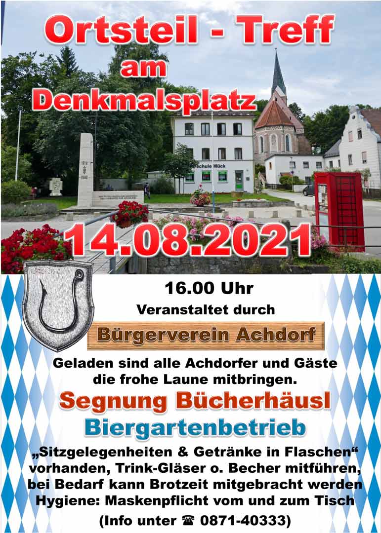 Plakat Treff am Ehrenmal (Grafik: Bürgerverein Achdorf)