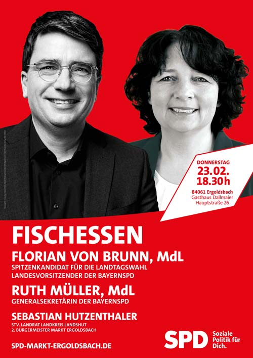 Plakat Fischessen der SPD Niederbayern (Grafik/Foto: SPD-Niederbayern)