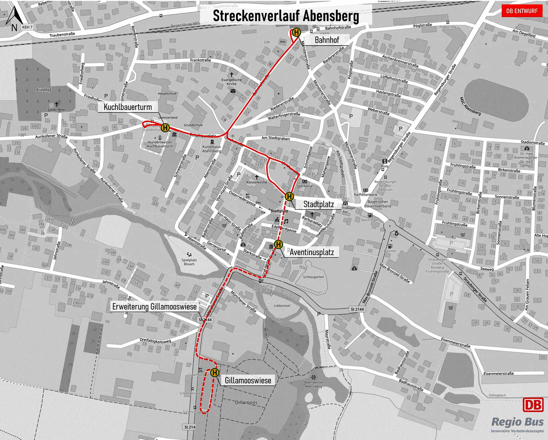 Streckenplan Abensberg (Grafik: DB/Landratsamt Kelheim)