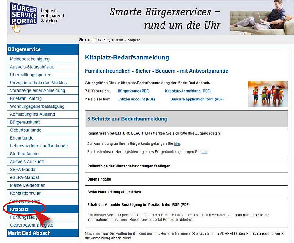 Screenshot der Online-Portalansicht der Webseite von BadAbbach (Foto: Markt Bad Abbach)