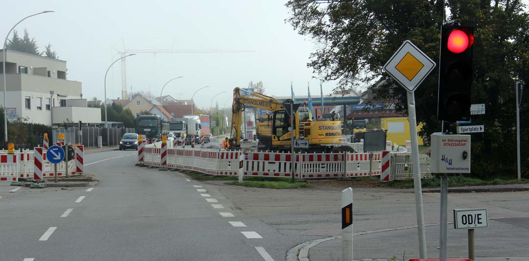 Straßenbauarbeiten wegen der Ansiedlung eines Penny-Marktes in Offenstetten (Foto: Ingo Knott/Stadt Abensberg)