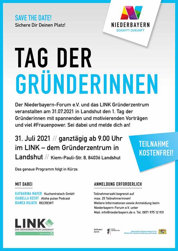 Plakat Tag der Gründerinnen (Grafik: Niederbayernforum e.V.)
