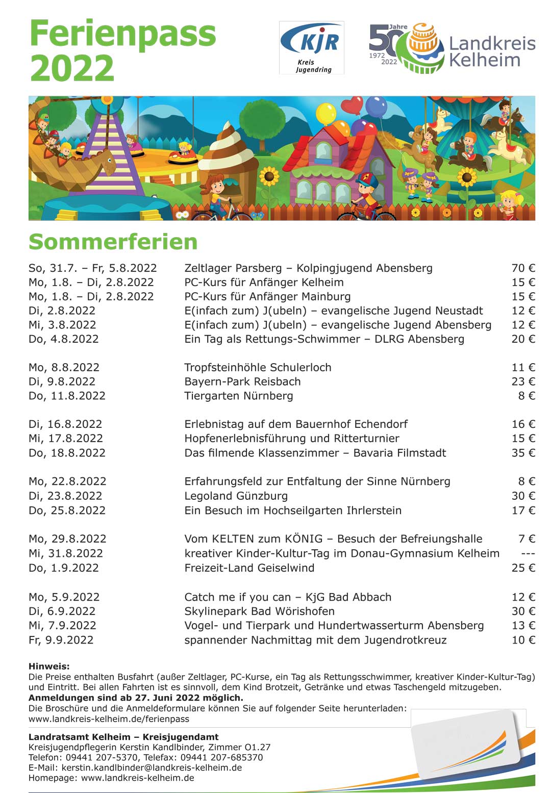Plakat Ferienpass 2022 (Foto/Grafik: Landratsamt Kelheim)