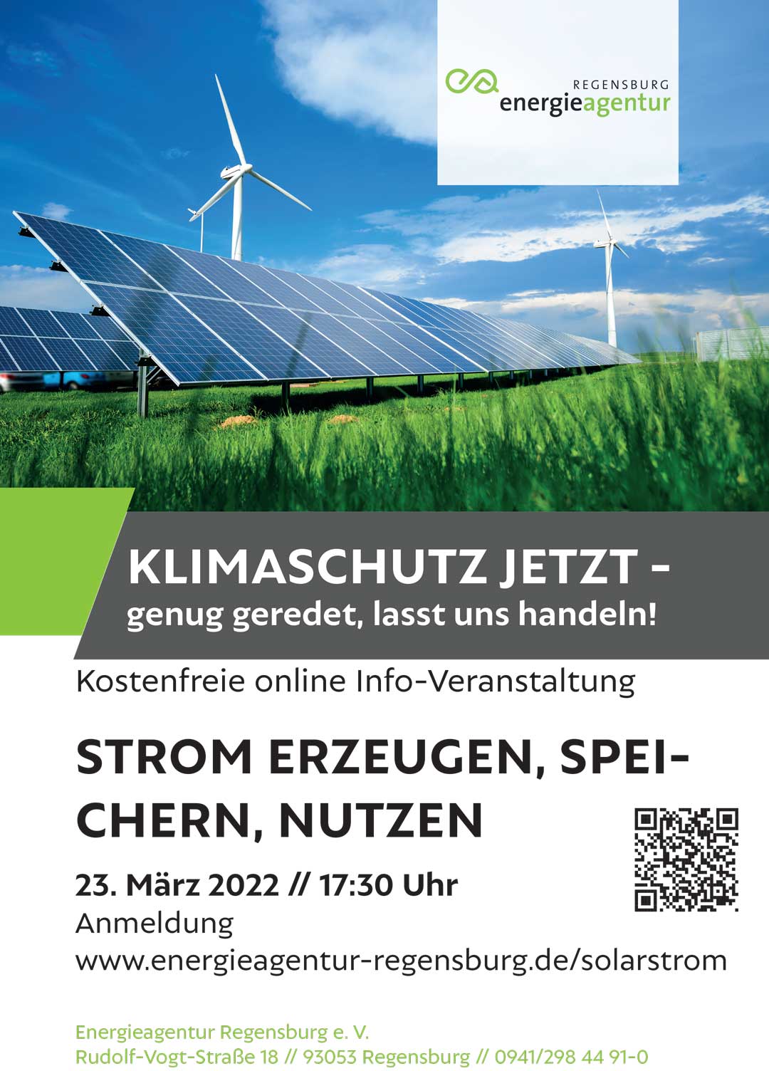 EAR Plakat VA Strom erzeugen (Foto/Grafik: Energieagentur Regensburg)
