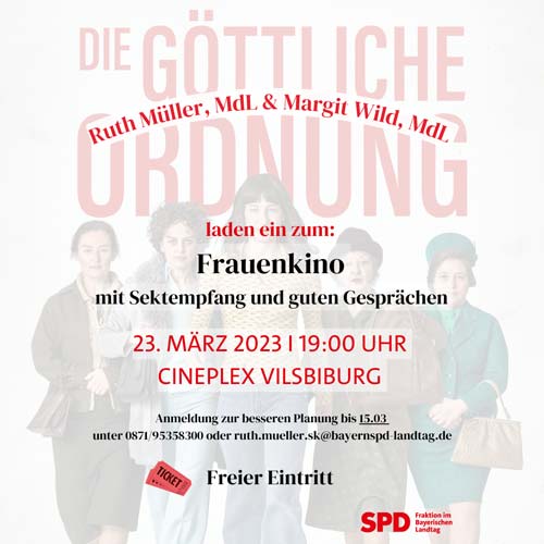 Plakat zum Frauenkino in Vilsbiburg (Grafik/Foto: SPD Niederbayern)