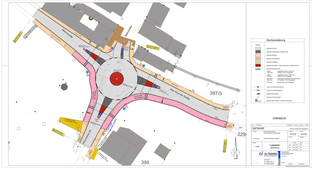 Planung des Kreisverkehrs an der Abens-Brücke (Grafik: Staatliches Bauamt Landshut)