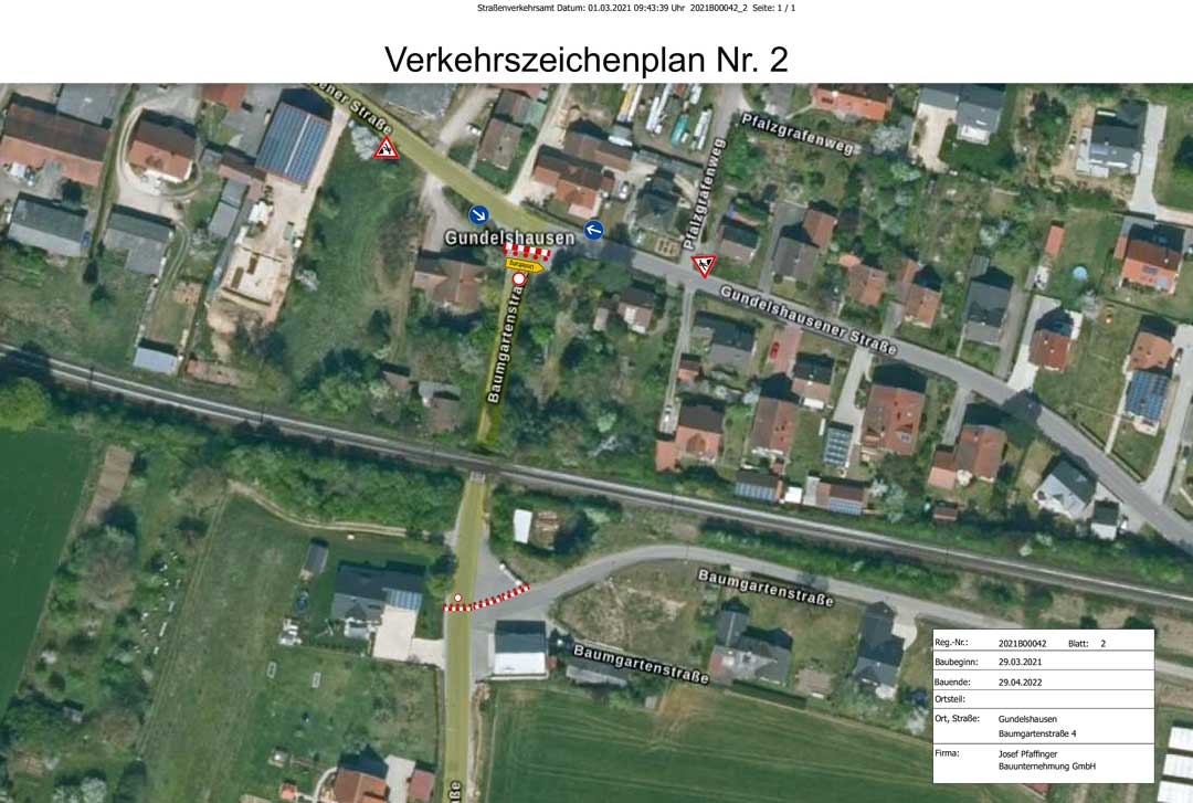Gundelshausen Umleitungsplan Luftbild (Foto/Grafik: Landratsamt Kelheim)