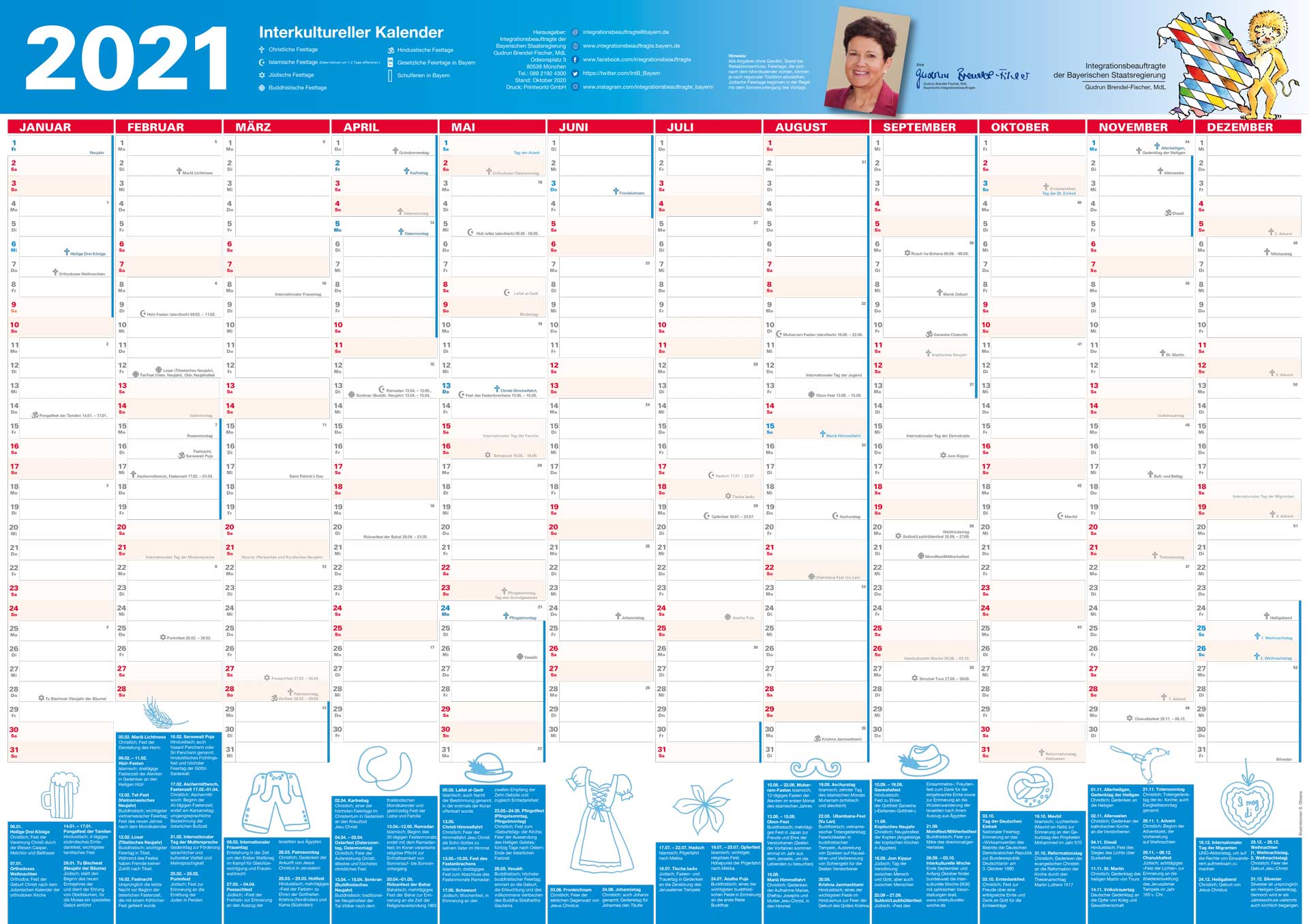 Interkultureller Kalender 2021 (Grafik: Bayerische Staatsregierung)