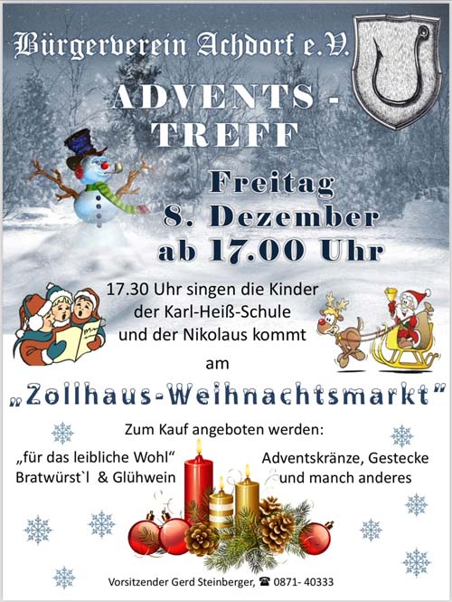 Plakat Adventsmarkt 2023 (Grafik: Bürgerverein Achdorf e. V.)