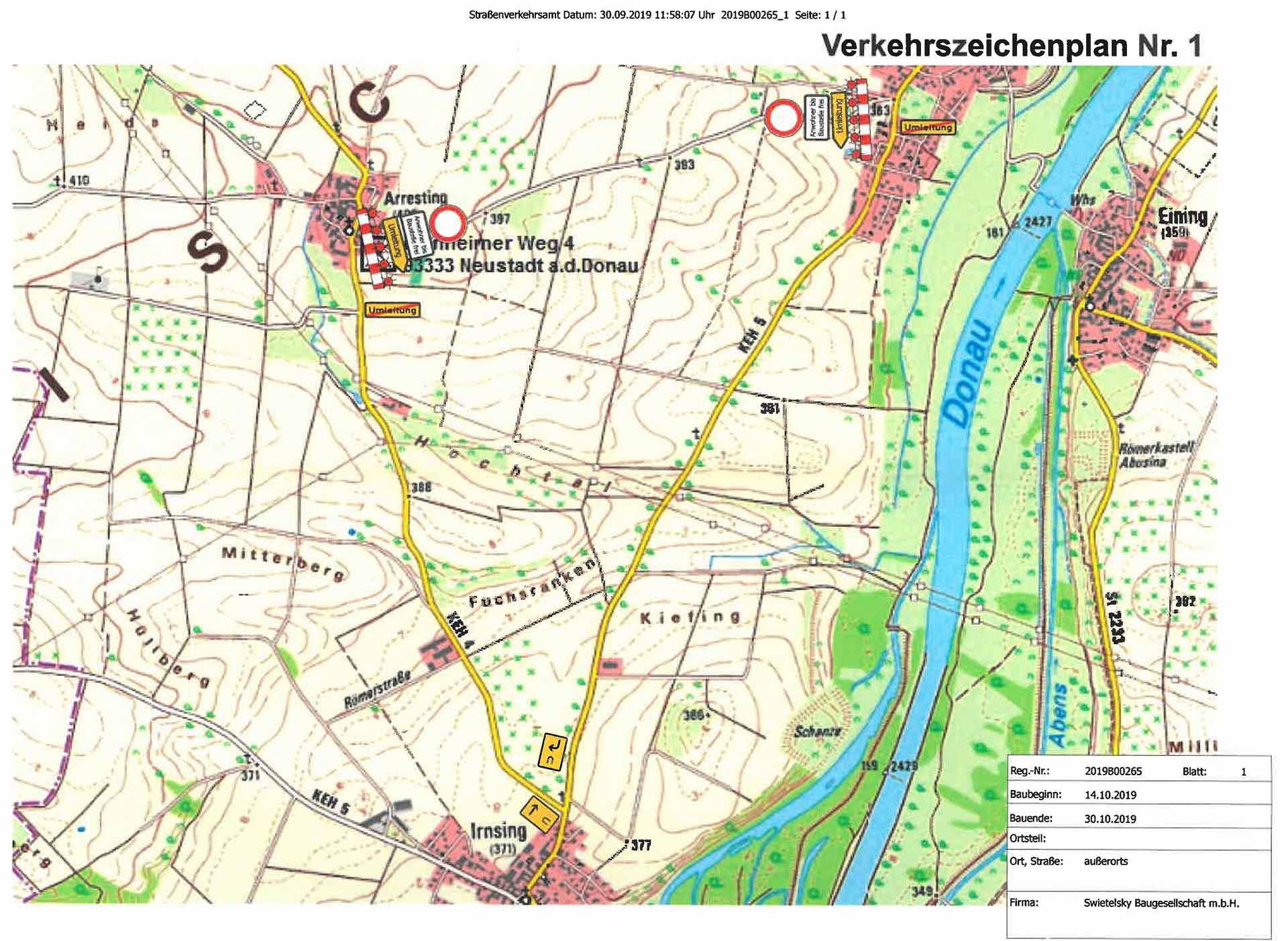 Umleitungsplan Hienheim (Grafik: Landratsamt Kelheim)