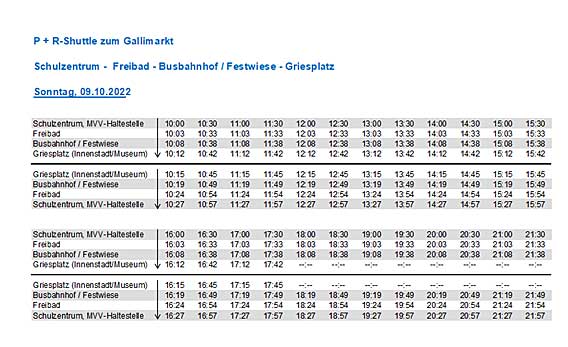 Fahrplan Suttle-Bus Gallimarkt 2022 (Foto/Grafik: Stadt Mainburg)
