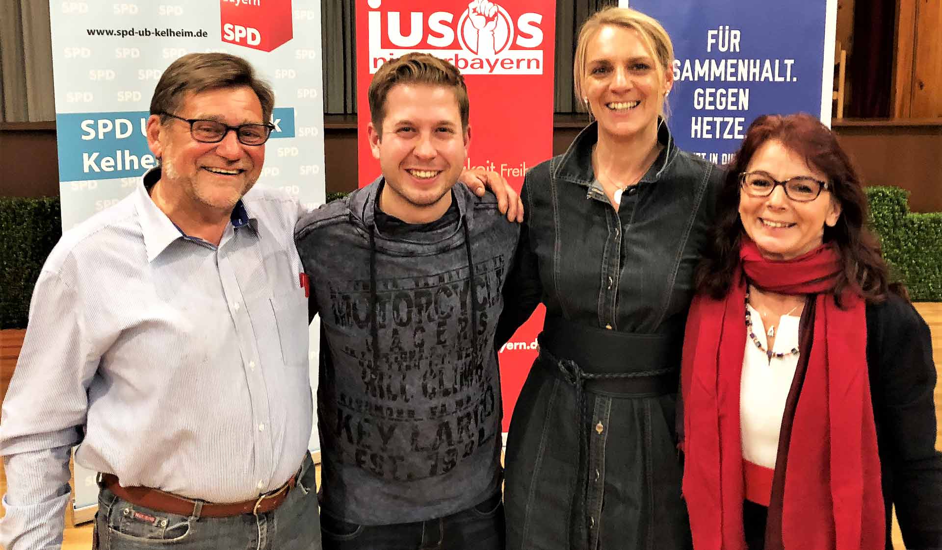 v.l.: Gerd Steinberger,  Kevin Kühnert, Patricia Steinberger und Anja König (Foto: SPD-Landshut)