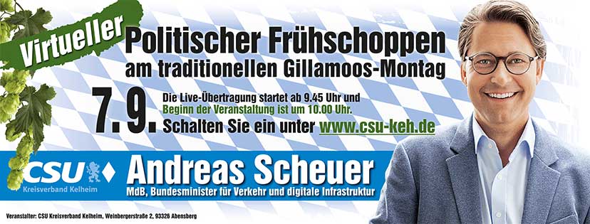 Virtueller Politischer Gillamoos am 7.9.2020 CSU Kreisverband (Foto/Grafik: CSU-Kreisverband Landkreis Kelheim)