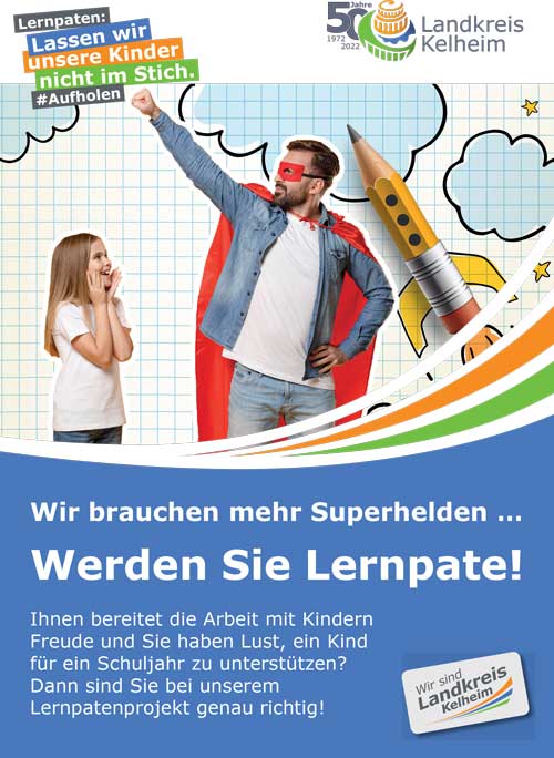 Superhelden gesucht - werden Sie Lernpate (Foto/Grafik: Landratsamt Kelheim)